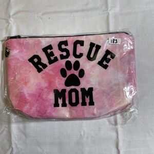 The Pouch Rescue Mom Cosmetic Bag Womens OS Pink New Watercolor Paw Print Zipper